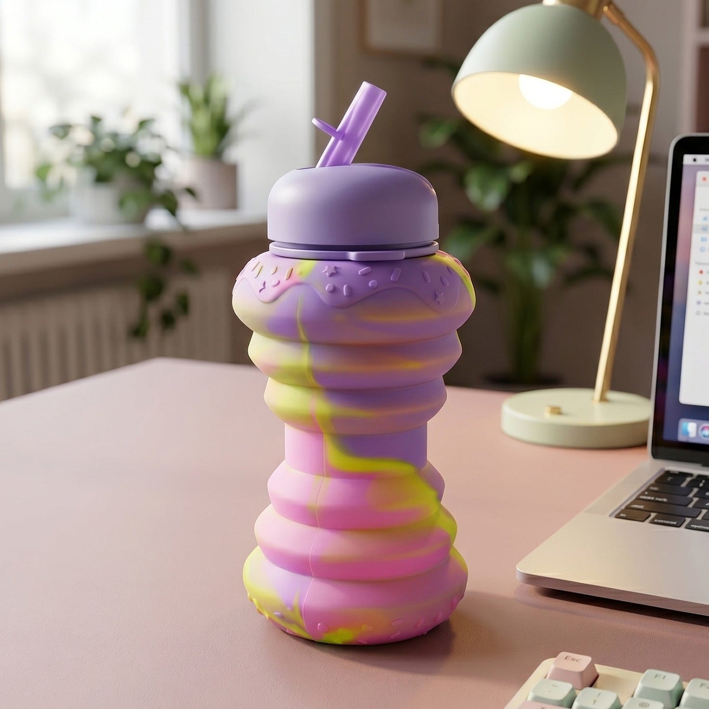 Silicone Style Collapsible Foldable Sports Water Bottle 600 ML (1 Pc)