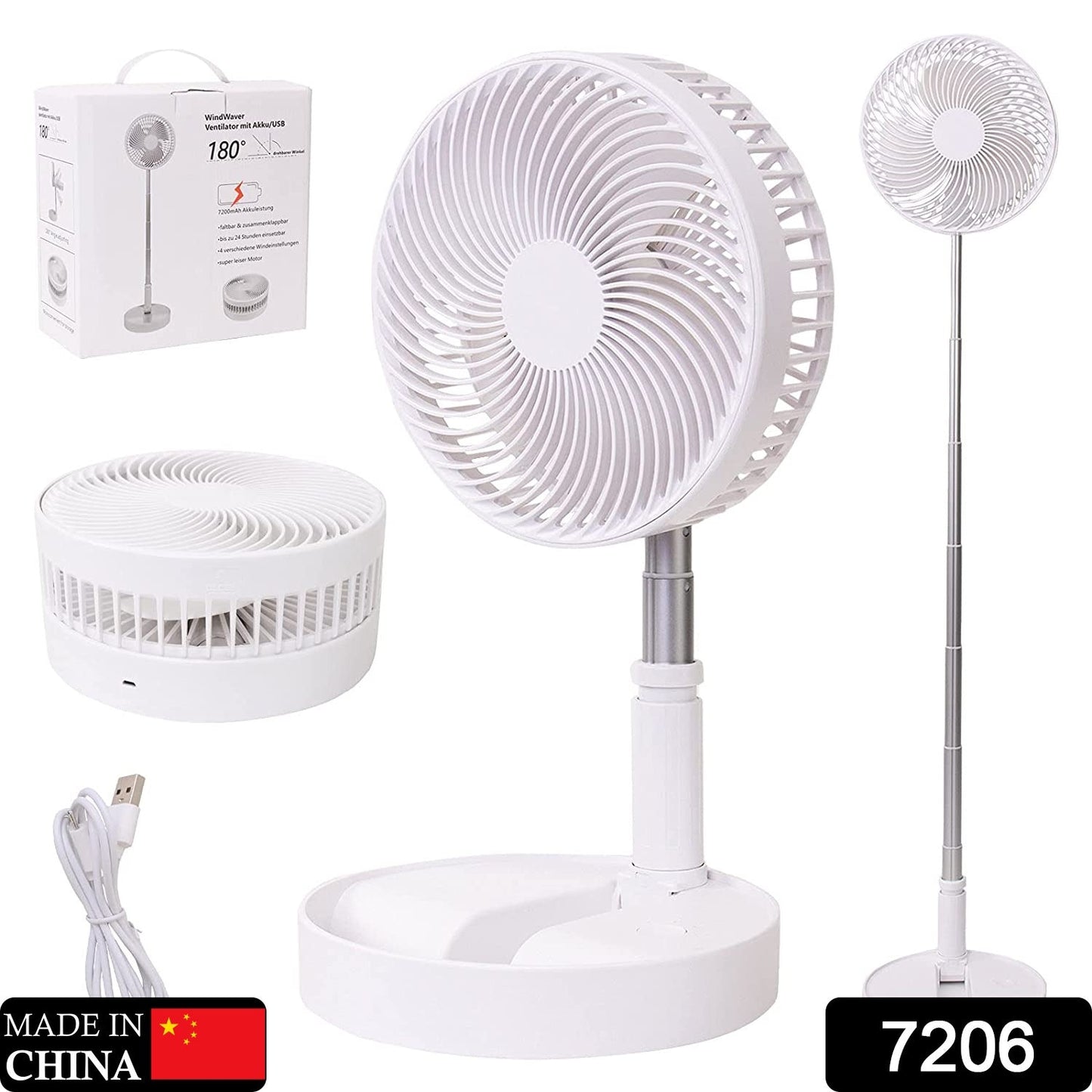TELESCOPIC ELECTRIC DESKTOP FAN, HEIGHT ADJUSTABLE, FOLDABLE & PORTABLE FOR TRAVEL/CARRY | SILENT TABLE TOP PERSONAL FAN FOR BEDSIDE, OFFICE TABLE (Battery Not Include)
