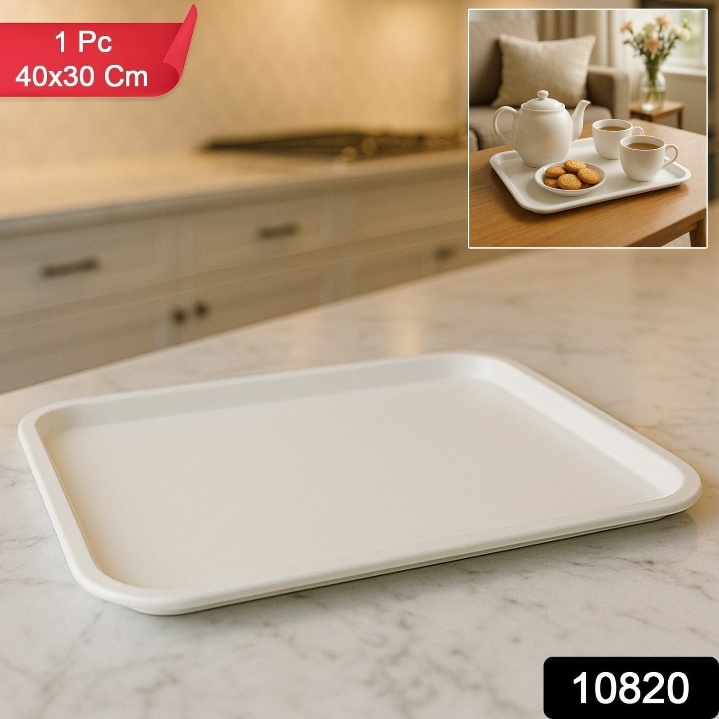 Plastic Serving Tray / Plate â€“ 40 Ã— 30 cm (1 Pc)