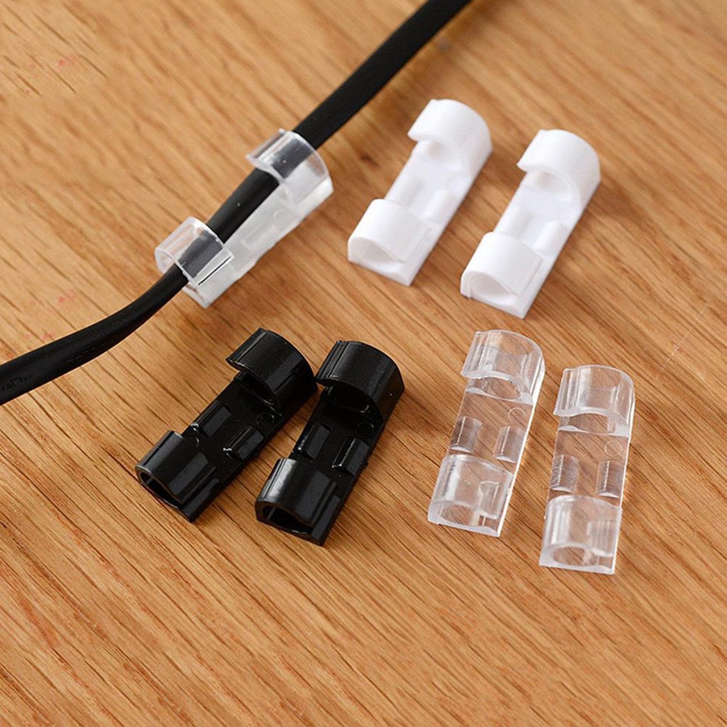 Self Adhesive Cable Clips Wire Manage Holder Sticky Mount-Round Plastic Cable Cord  - Pack of 20