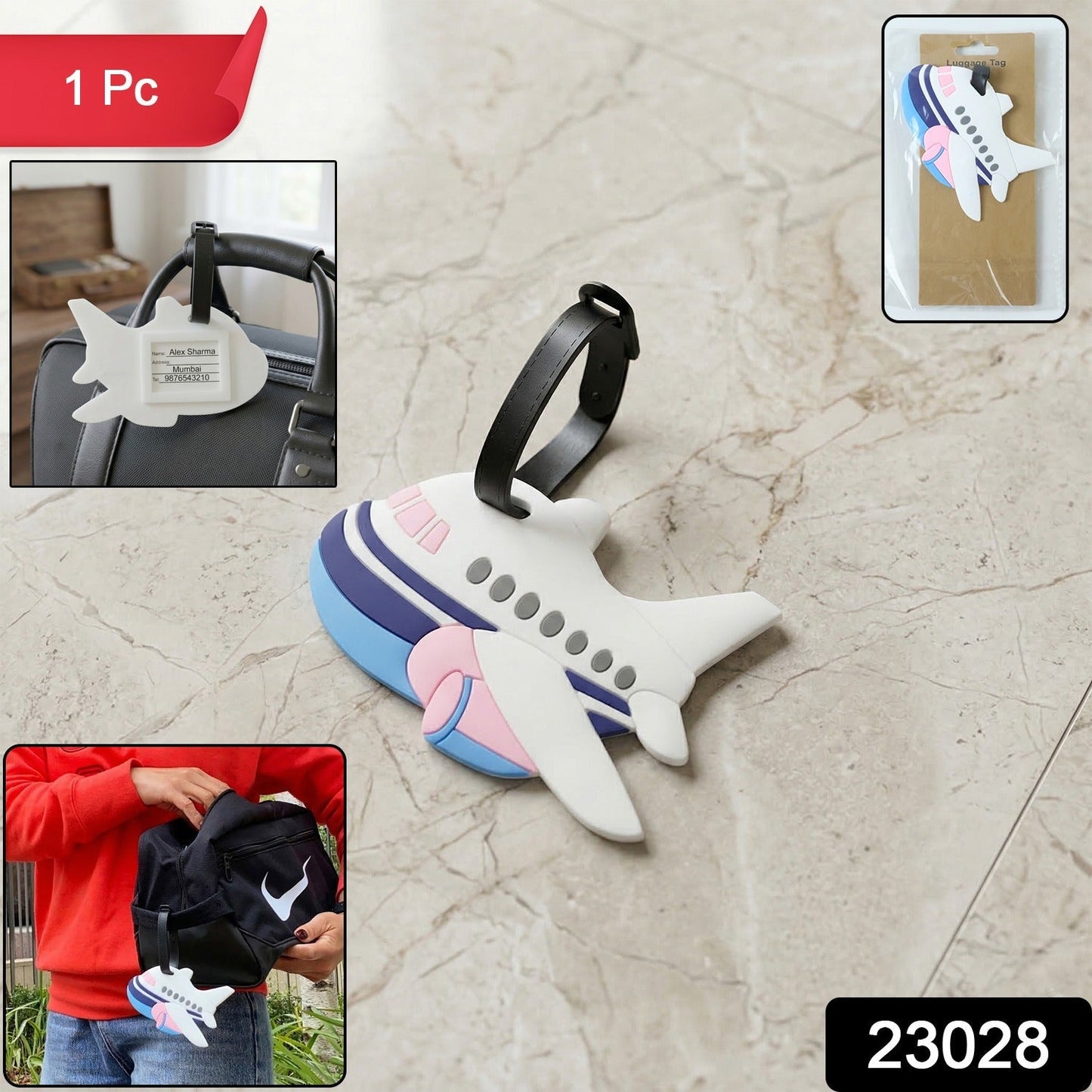 Airplane Shape Travel Identification Luggage Bag Tag (1 Pc)