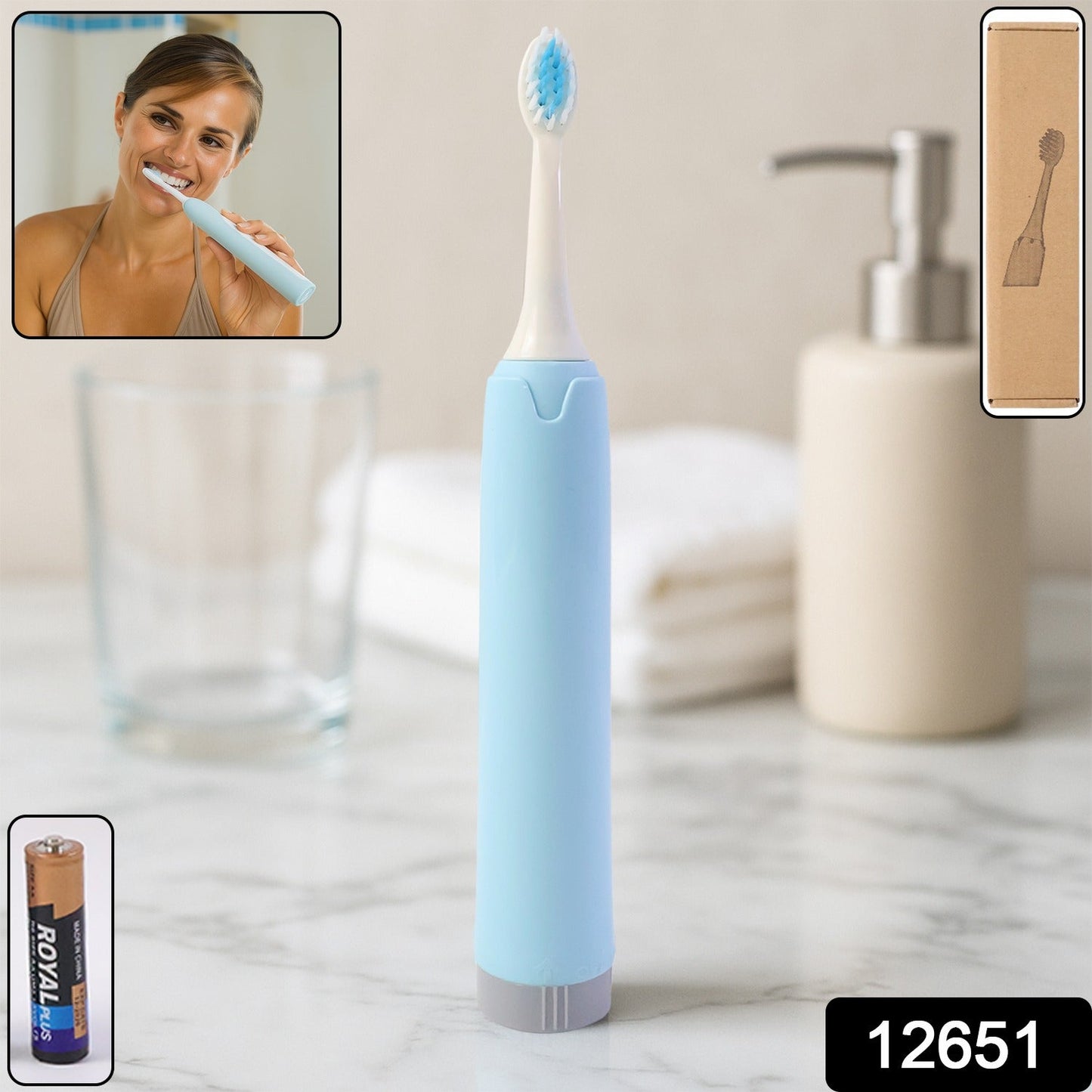 Portable Battery-Operated Electric Toothbrush (1 Pc)