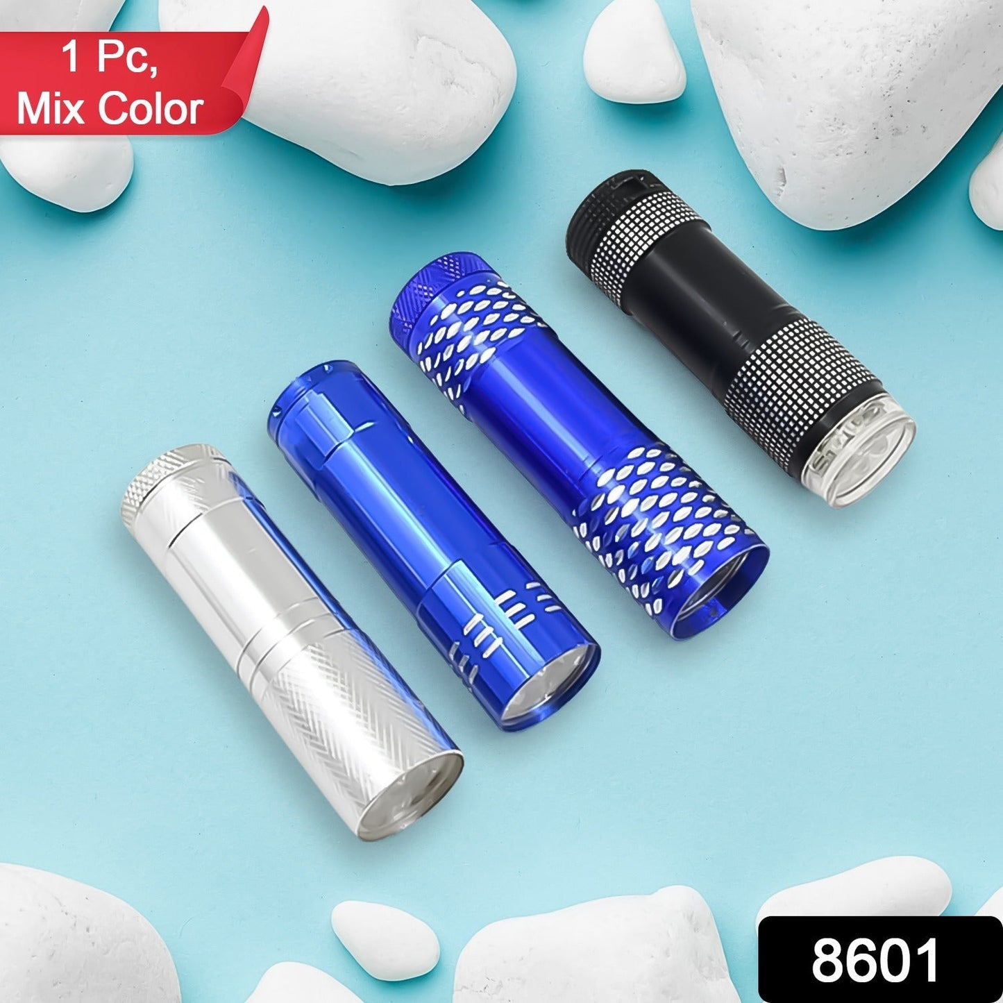 Portable Mini Torch – 9 LED Pocket Flashlight, 3 Battery Operated (Battery Not Included, Mix Color)