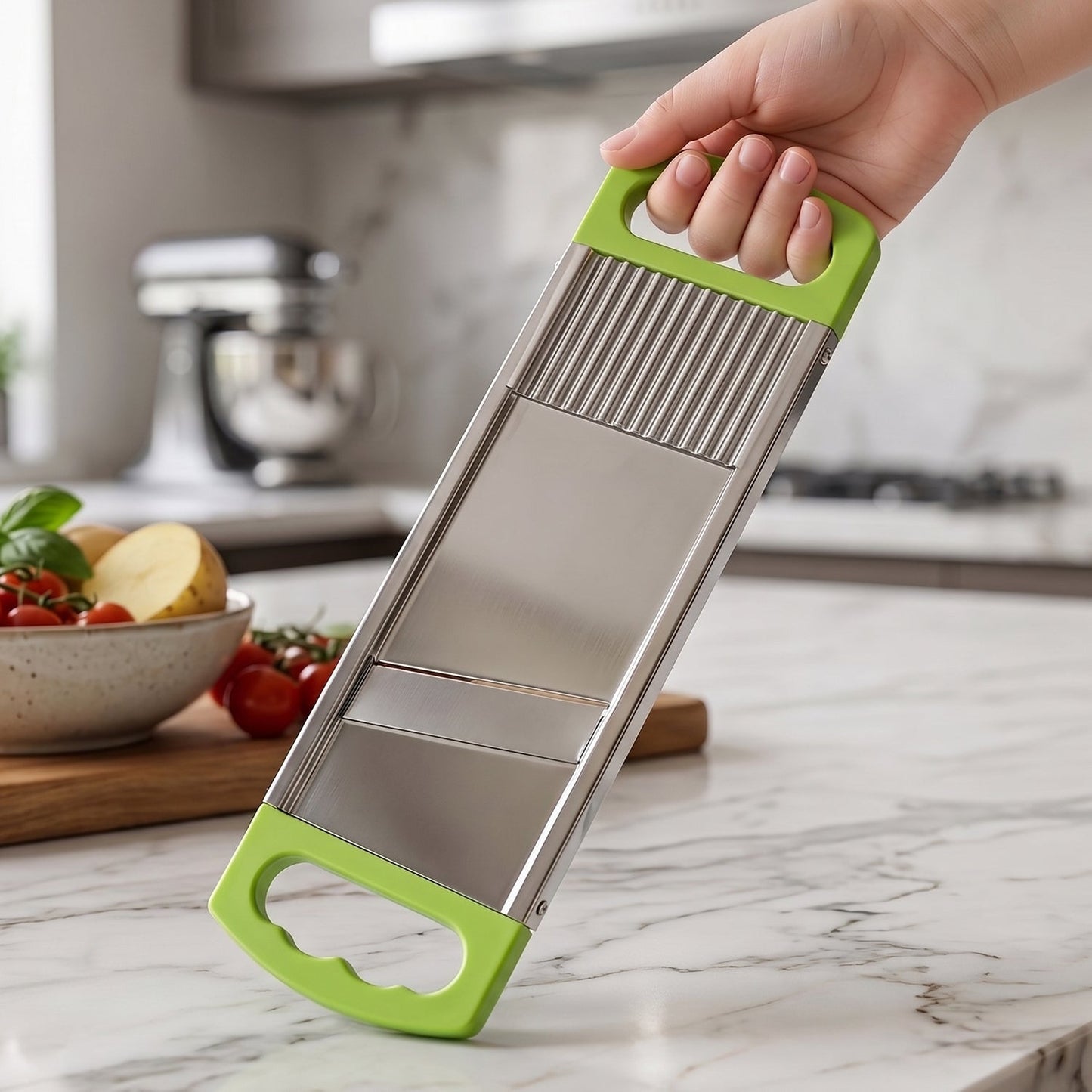 2 in 1 Potato Slicer used in all kinds of household kitchen purposes for cutting and slicing of potatoes.