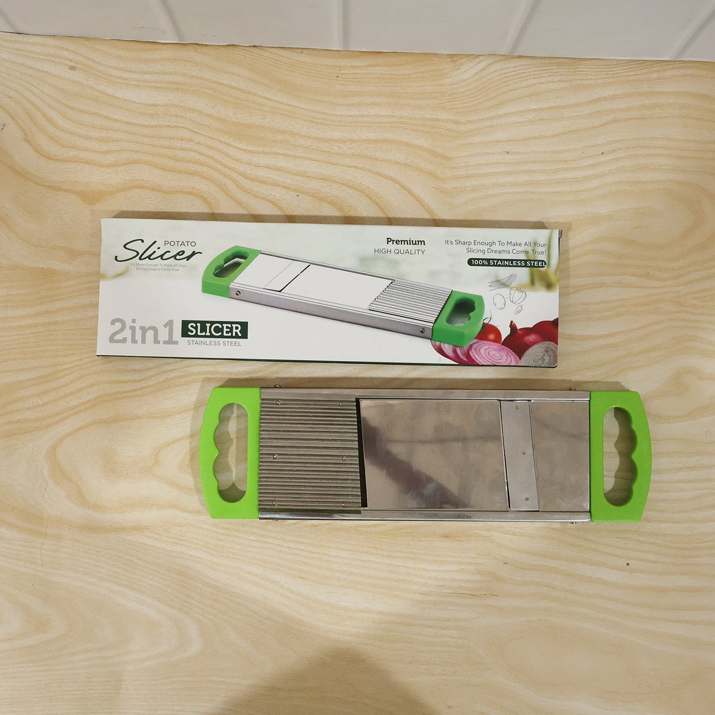 2 in 1 Potato Slicer used in all kinds of household kitchen purposes for cutting and slicing of potatoes.