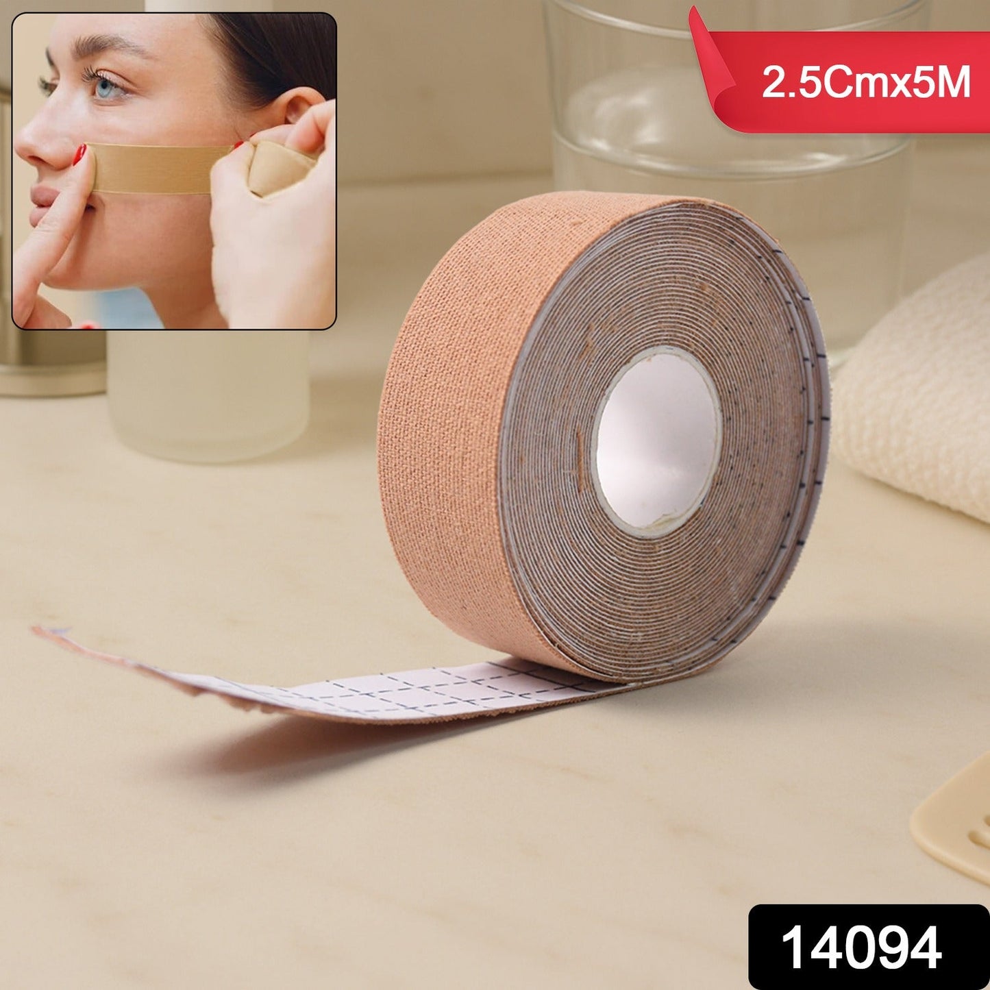 Face Lifting Tape, Myofascial Face Tightening Tape, 2.5 cm x 5 m Approx (1 Pc)