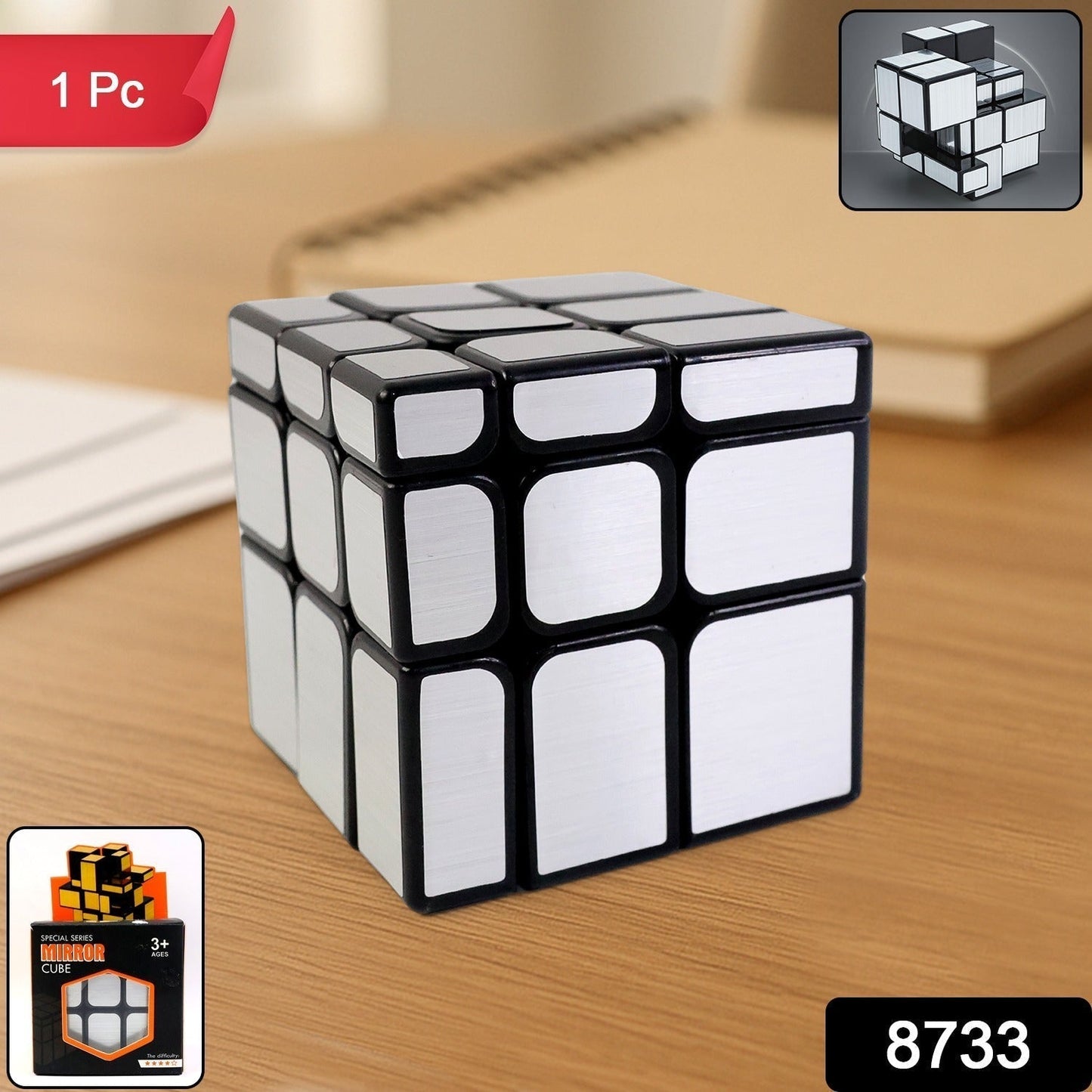 Mirror Cube â€“ 3x3 Puzzle Cube with Reflective Silver Surfaces