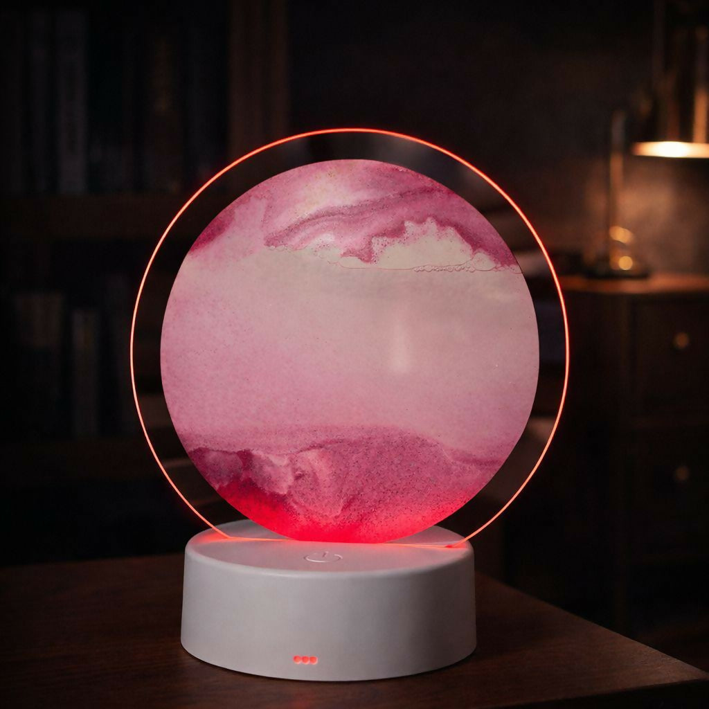 LED Round Static Pink Sand Art Lamp | Ambient Decorative Night Light Home DÃ©cor