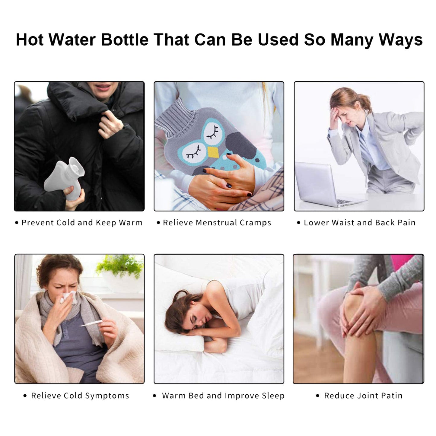 Black Small Hot Water Bag with Cover â€“ Pain Relief & Warmer