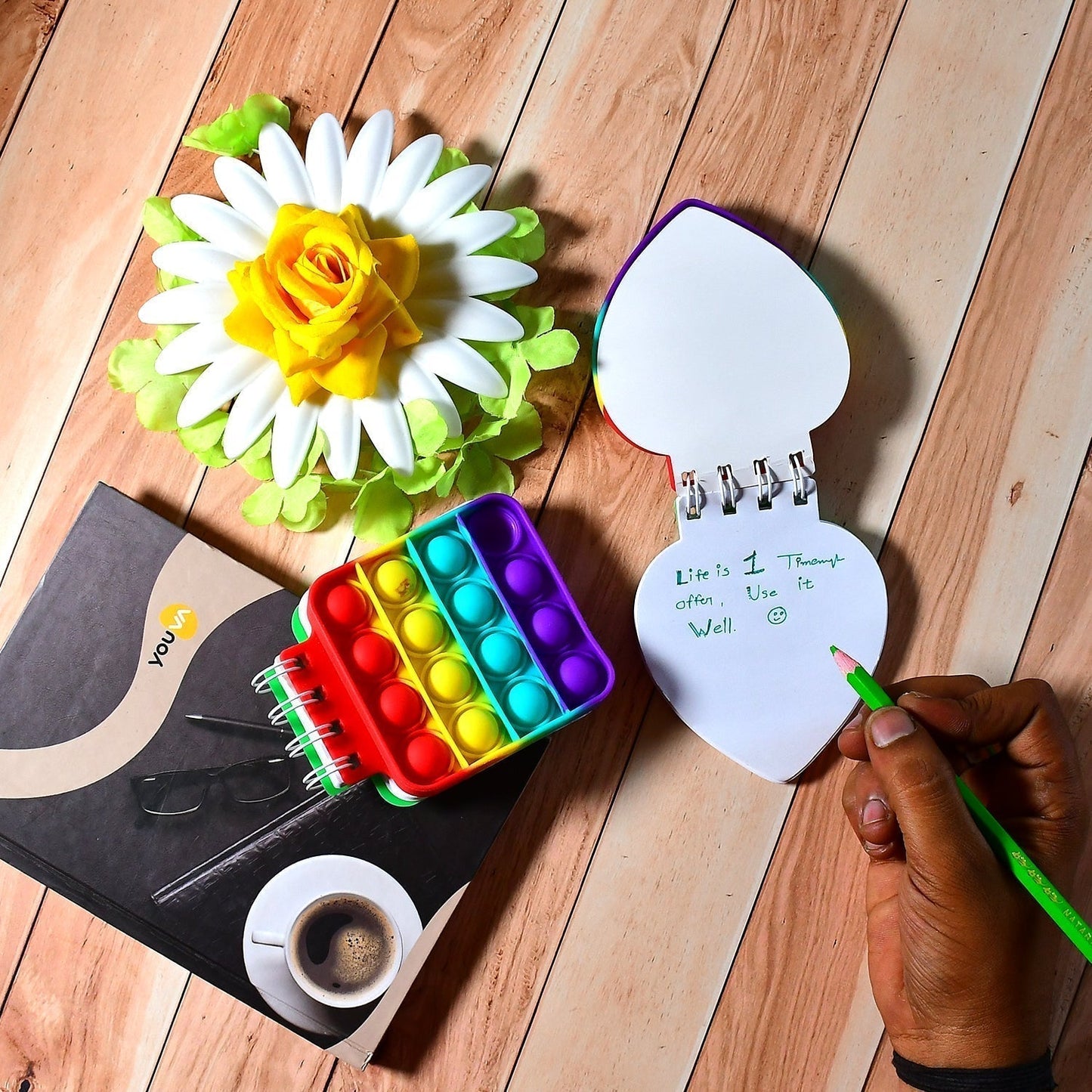 Heart pattern  it Fidget Spiral Notebook Bubble Push  Fidget Silicon Toy Book Stress Relief Anxiety School Stationery Notebook