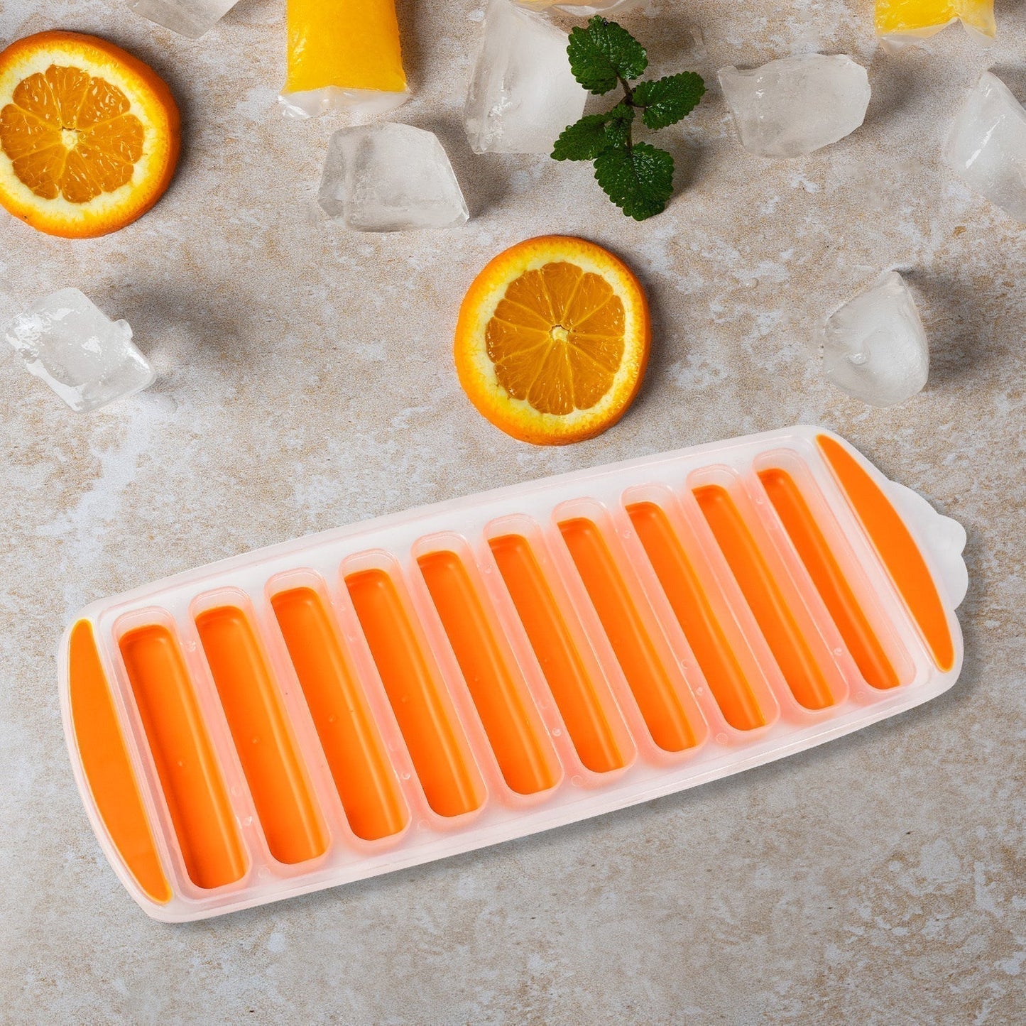 Water Bottle Ice Stick Tray with Push  Cubes