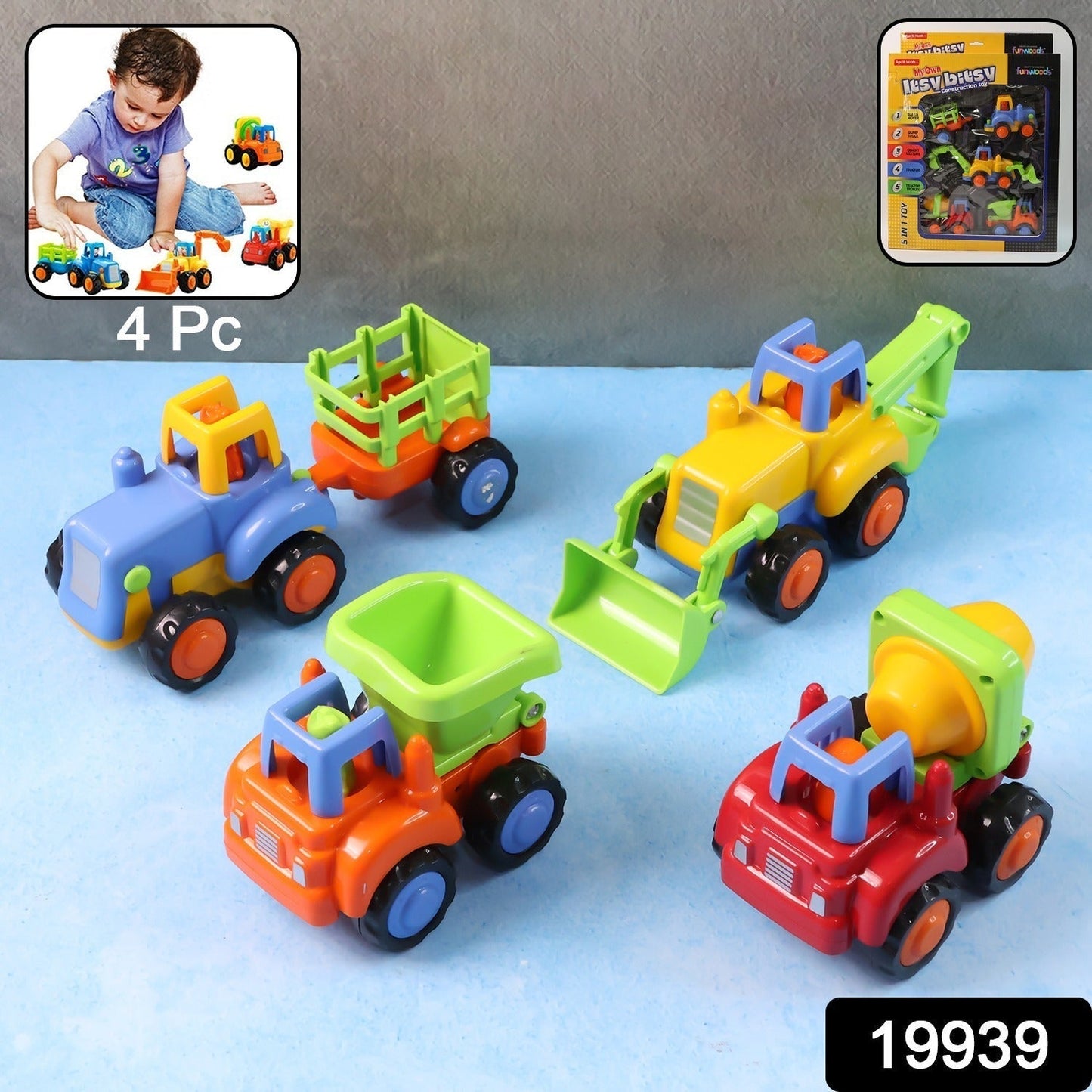 Funwoods Construction Vehicle Toy Set for Kids â€“ (4 Pc)