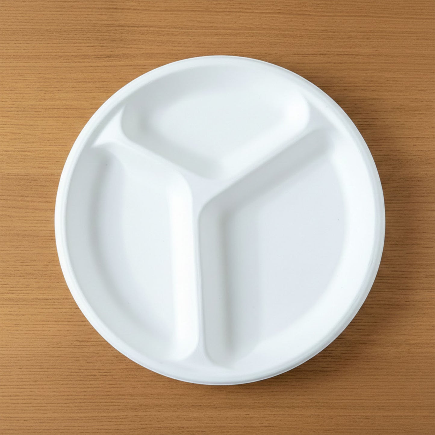 Vegnar Disposable Round 3 Compartment Meal Plate (Pack of 10 Pc)