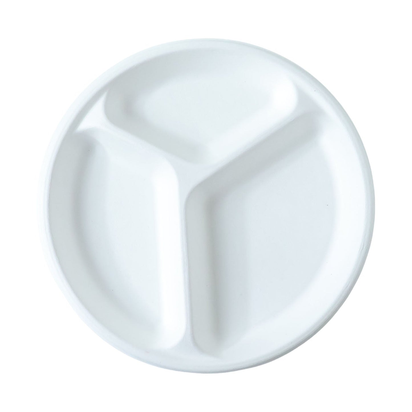 Vegnar Disposable Round 3 Compartment Meal Plate (Pack of 10 Pc)