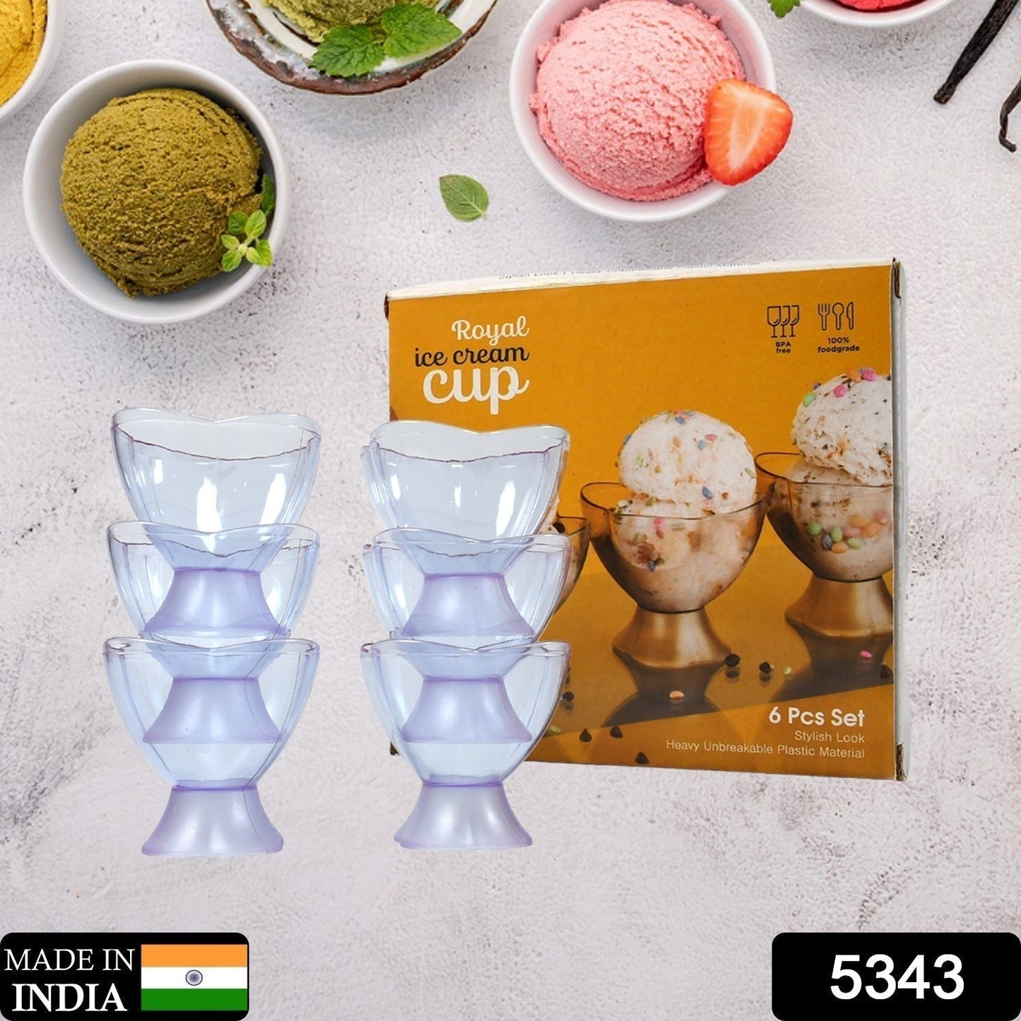 MODERN STYLE DESSERT & ICE CREAM BOWL PLASTIC 6PCS FOR HOME ,OFFICE,PARTY