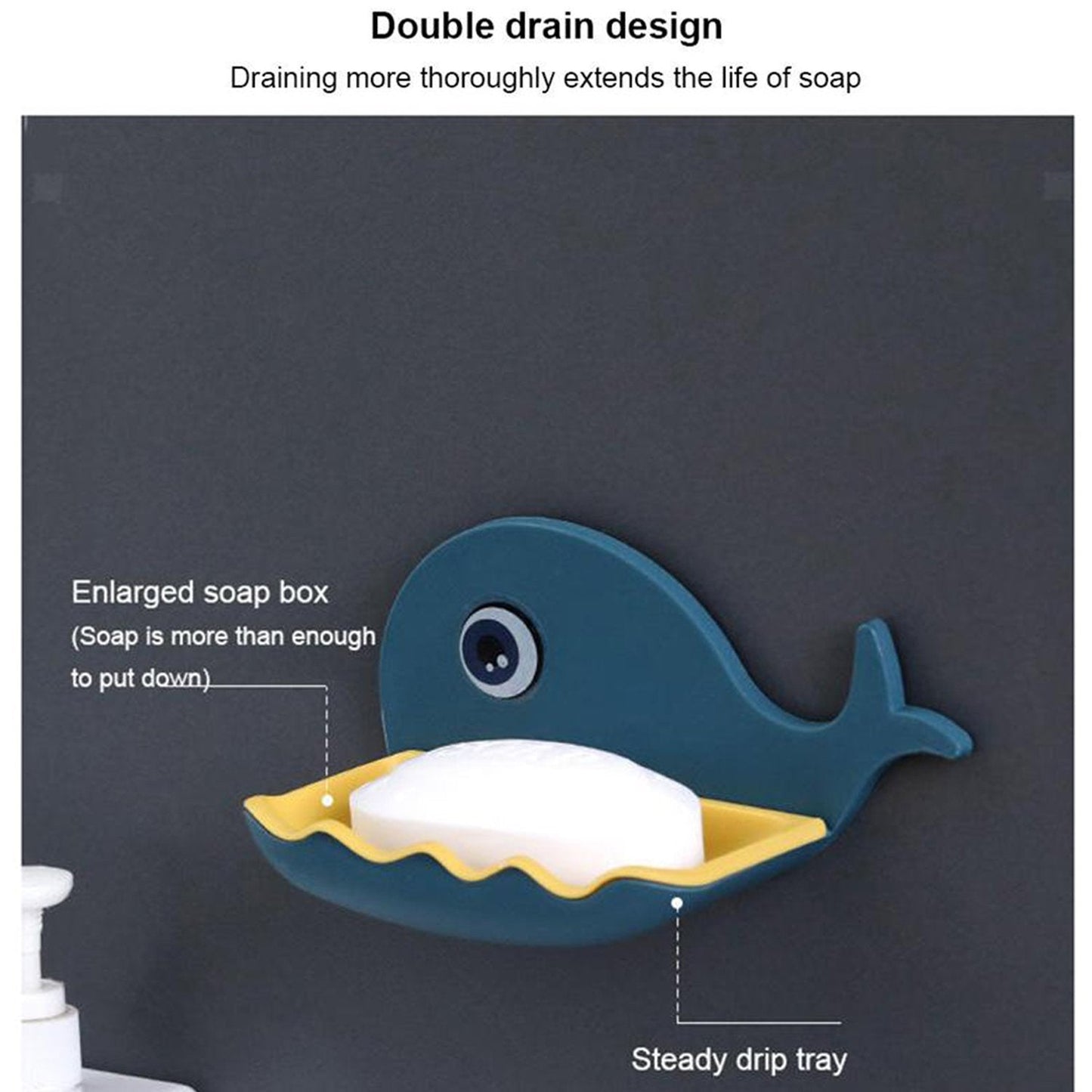 Fish Shape Soap Dish Adhesive Waterproof Wall Mounted Bar Soap Dish Holder  (Pack of 2Pc)
