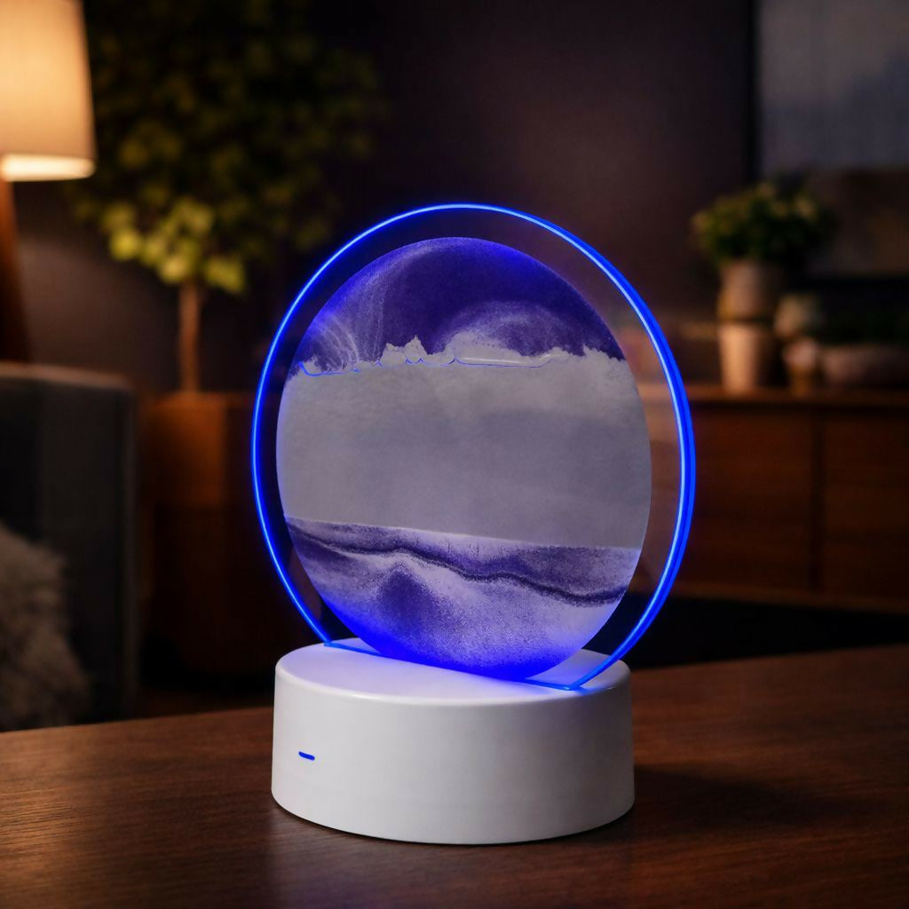 LED Round Static Purple Sand Art Lamp | Ambient Decorative Night Light DÃ©cor