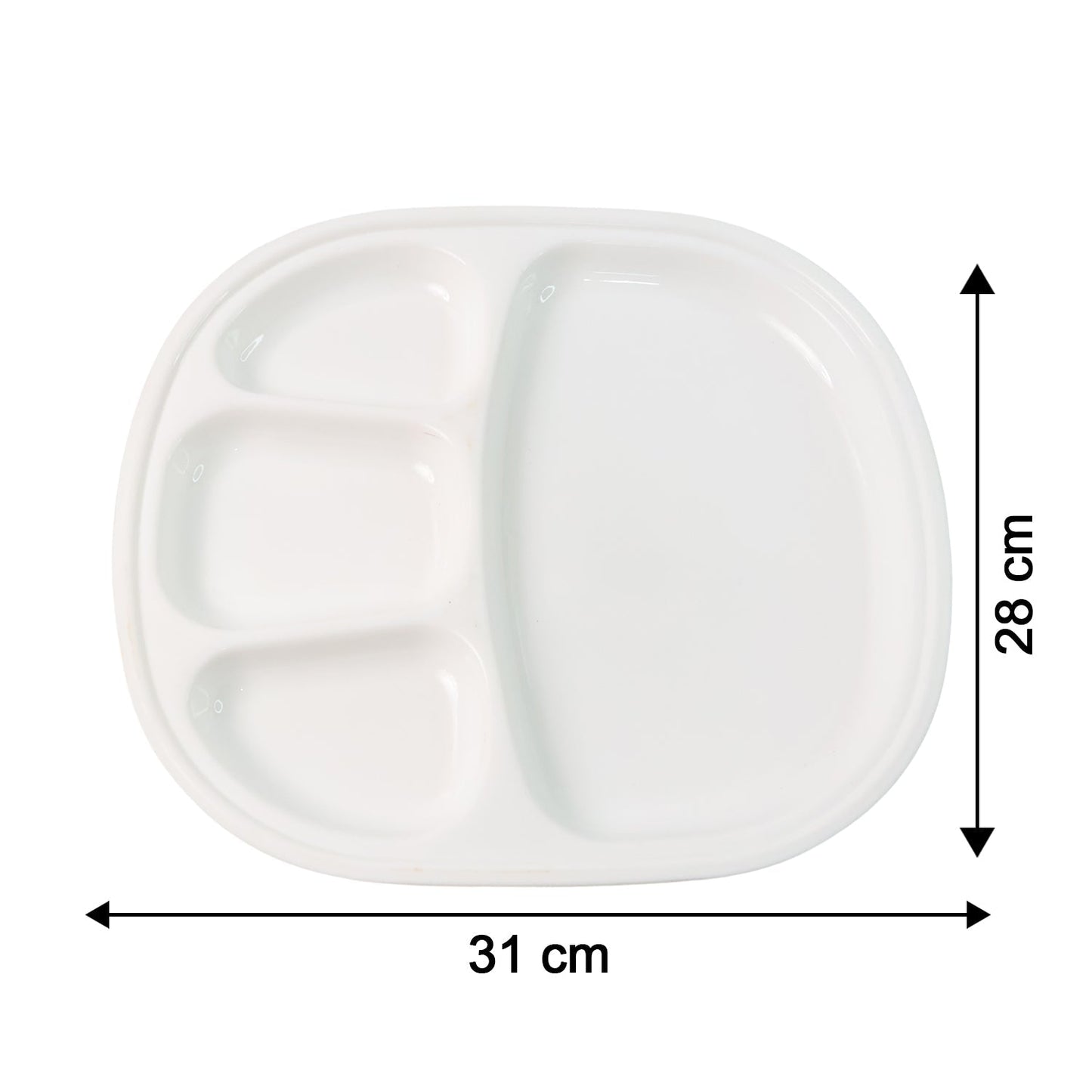 Plastic Large Compartment Dinner Plate / Thali with 4 Sections