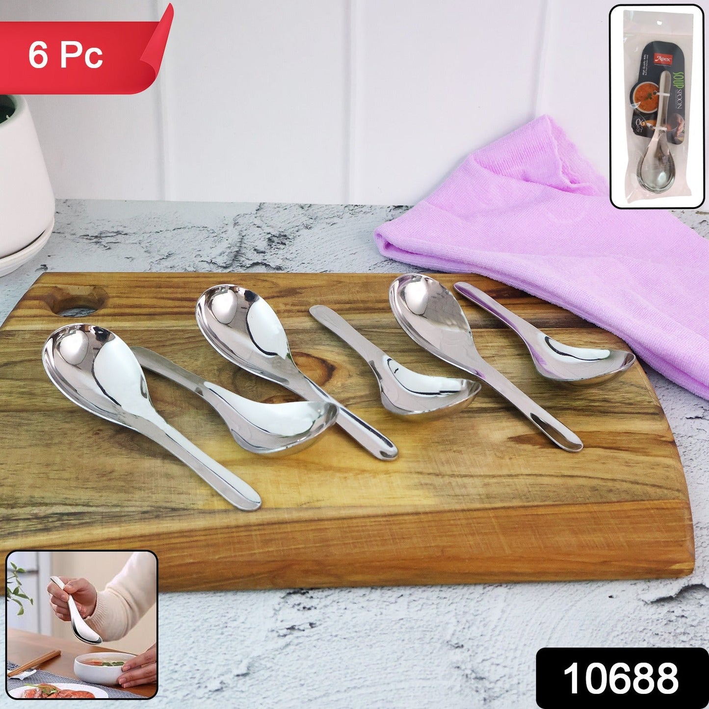 Apex Premium Stainless Steel Soup Spoon Set â€“ 6 Pieces