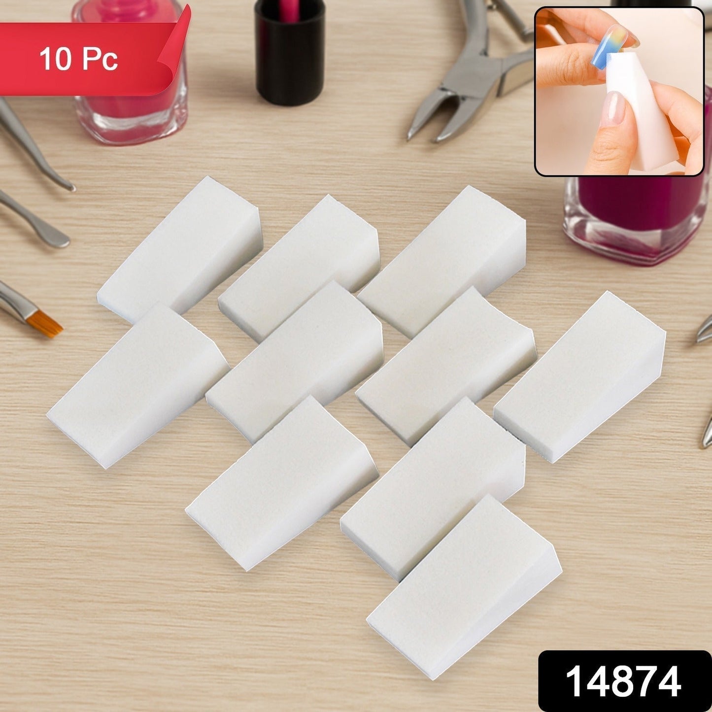 10 Pcs Nail Buffer Blocks â€“ Professional Manicure & Pedicure Nail Polishing Sponge