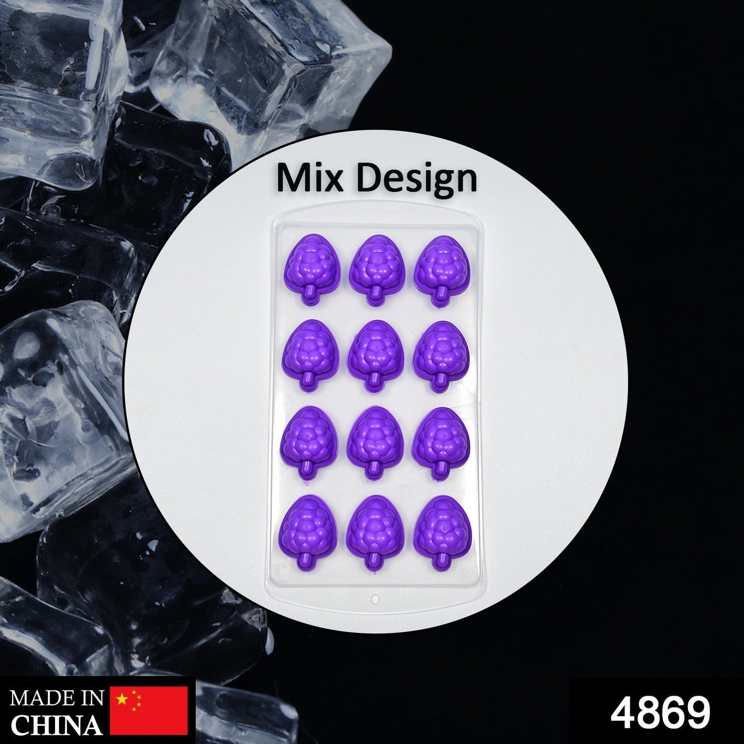 Mix design Ice Trays for Freezer with Easy to Release Flexible Silicone shape ice cavity.