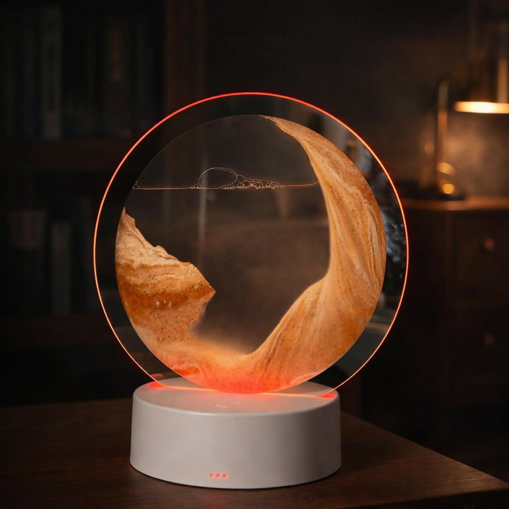 LED Round Static Orange Sand Art Lamp | Ambient Decorative Night Light DÃ©cor