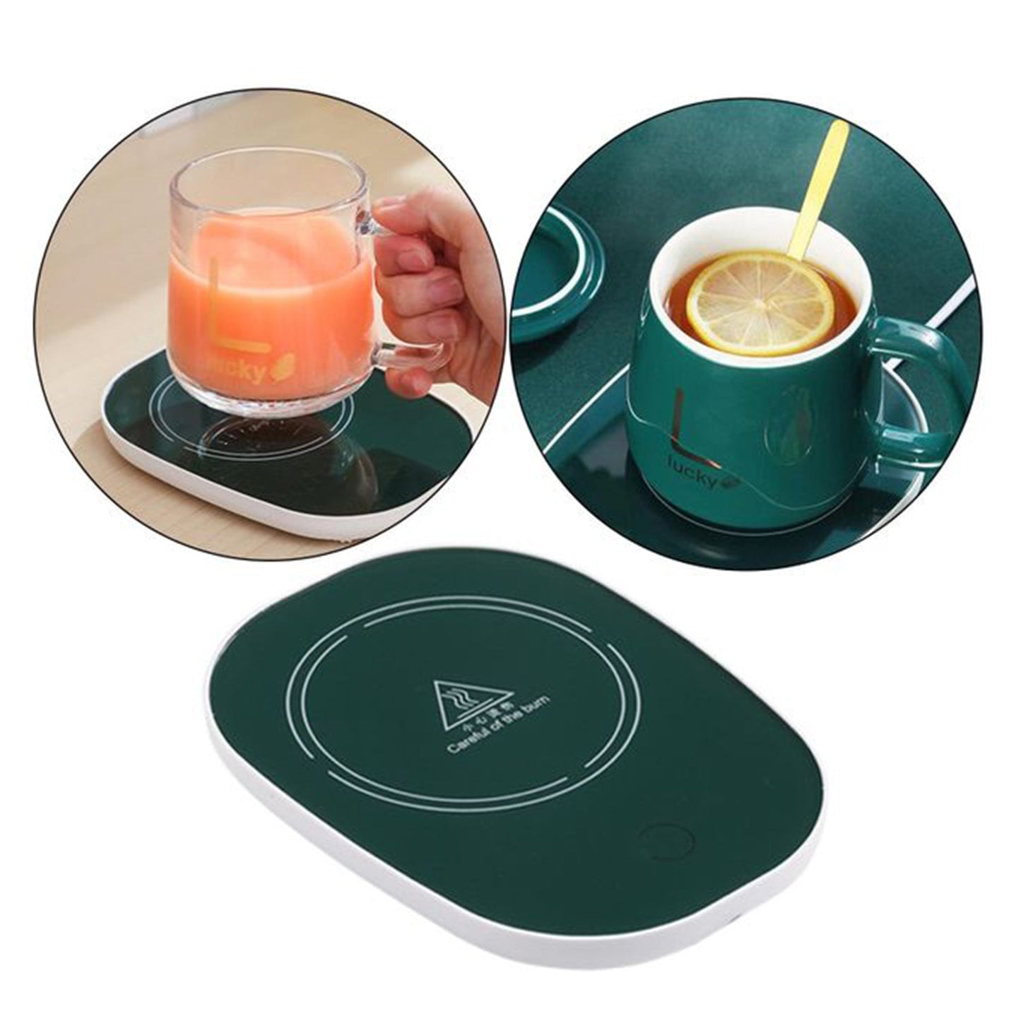 Coffee Mug Warmer For Having Coffee Along With The Warmer That Keeps It Hot.