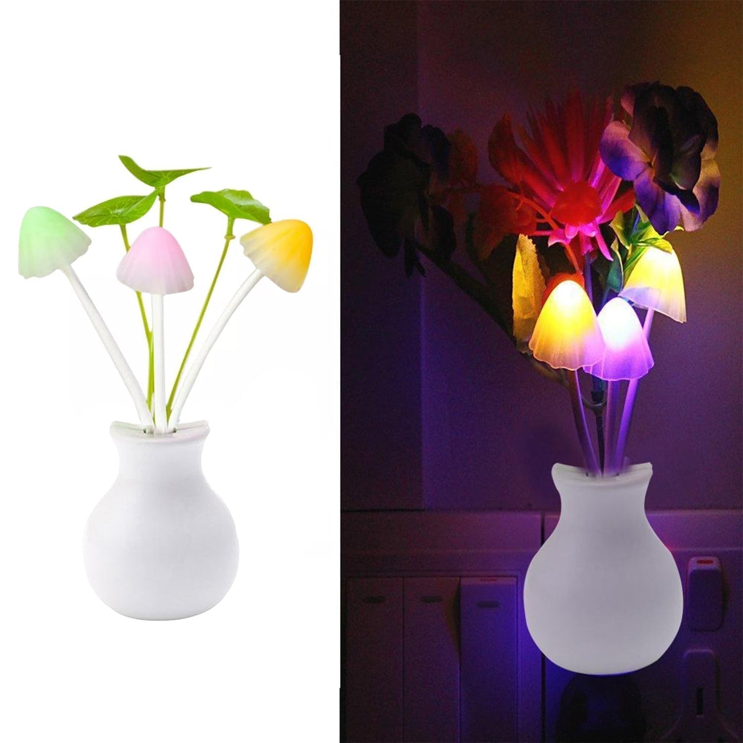 LED Dream Night Light, Auto ON / Off Sensor Mushroom Lamp (Multicolor)