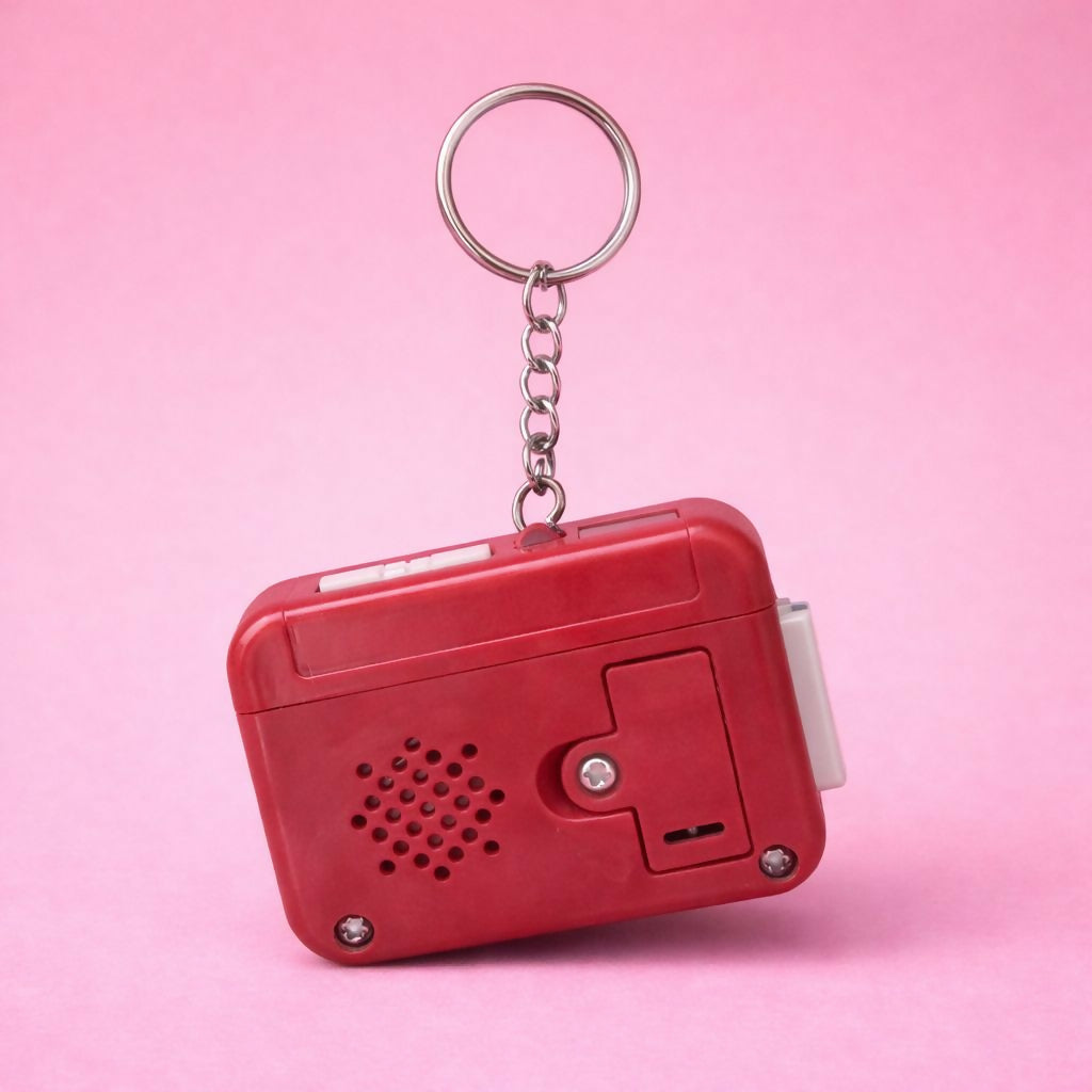 Retro Cassette Tape Sound Keychain Toy with Click Button