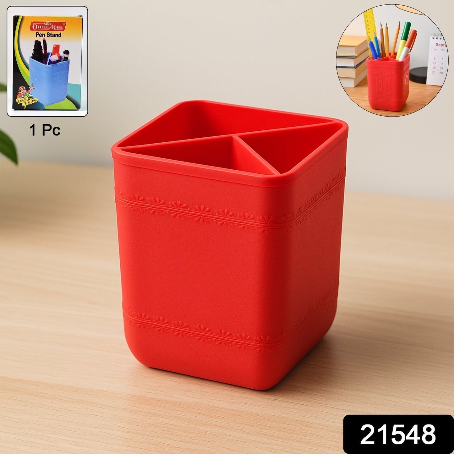 Officemate Pen Stand â€“ Tri-Section Desk Organizer Stationery, Pens, Office Supplies