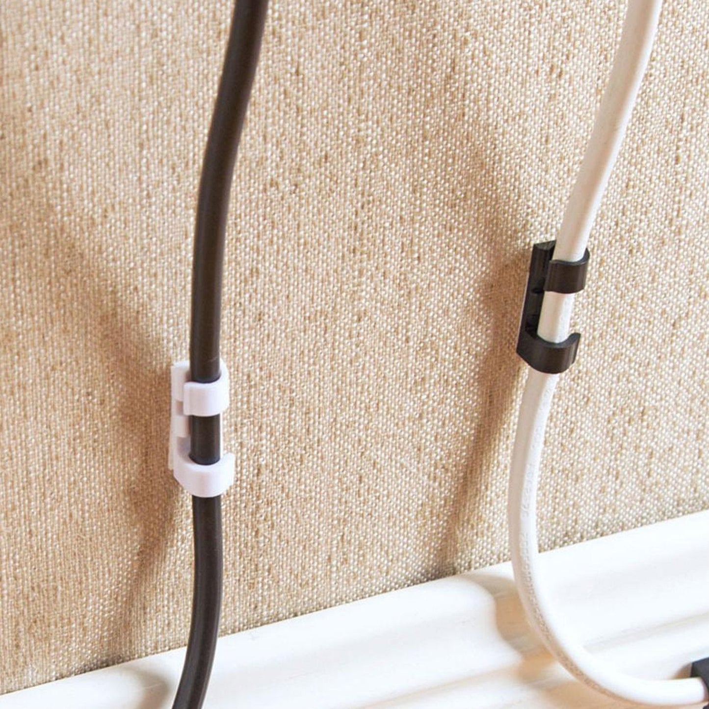 Self Adhesive Cable Clips Wire Manage Holder Sticky Mount-Round Plastic Cable Cord  - Pack of 20