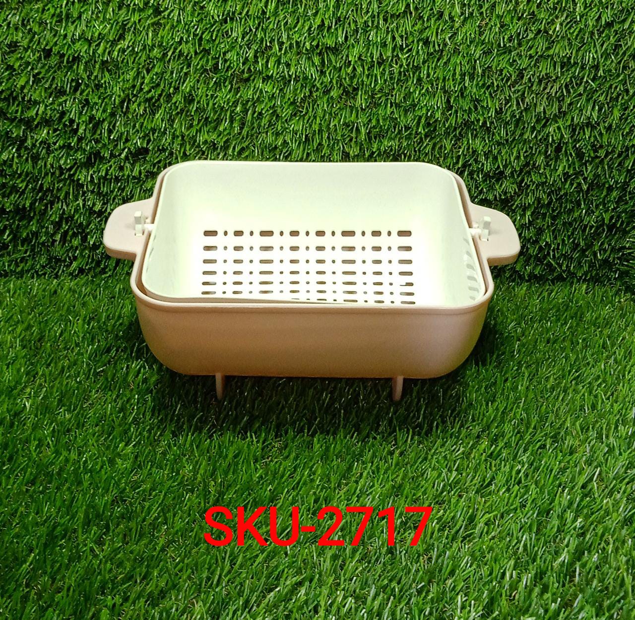 Multifunctional BPA Free Double Layered Plastic Rotatable Strainer Basket  (Multicolor)