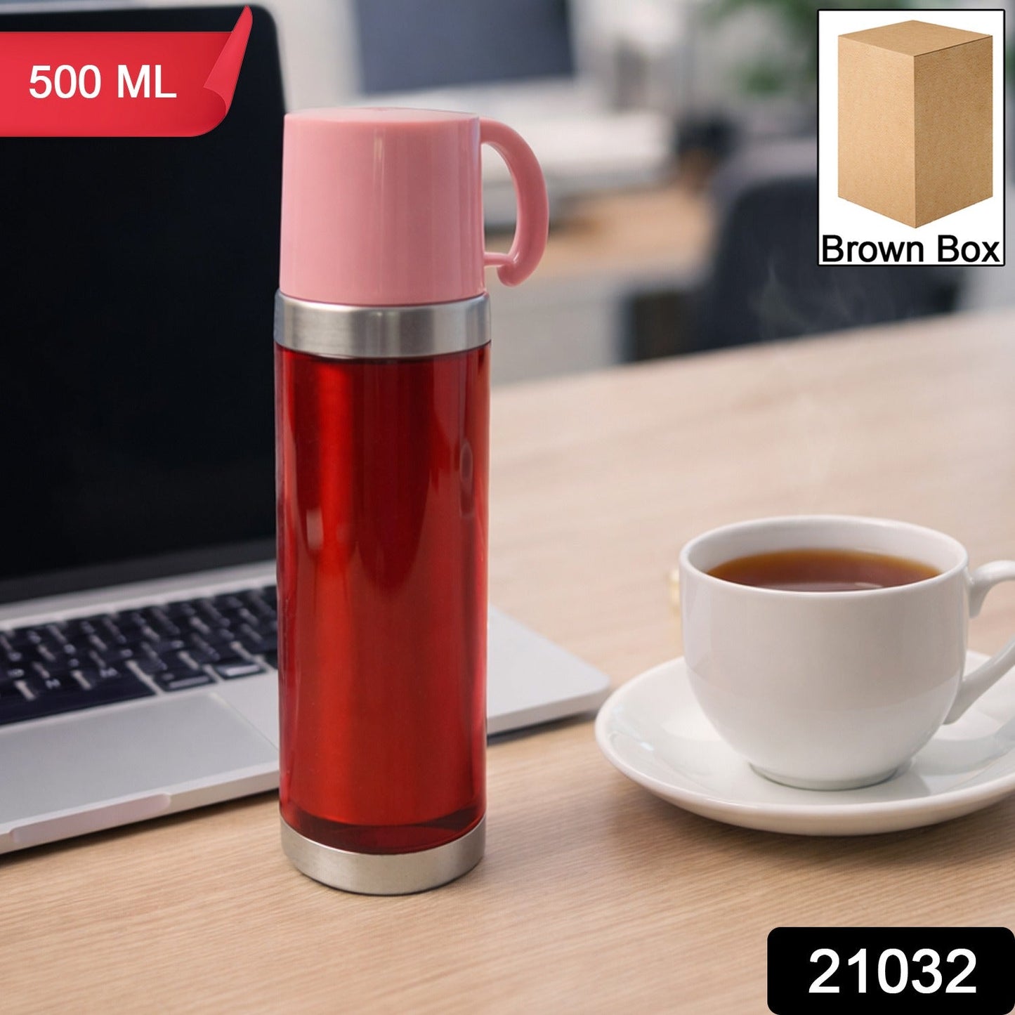 Insulated Travel Mug Bottle with Handle Lid (500 ML)