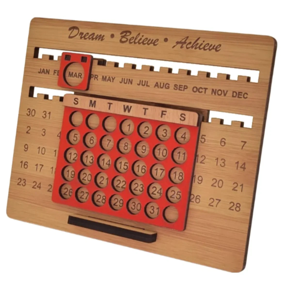Wooden Perpetual Desk Calendar | Reusable Lifetime Date Blocks for Office & Home