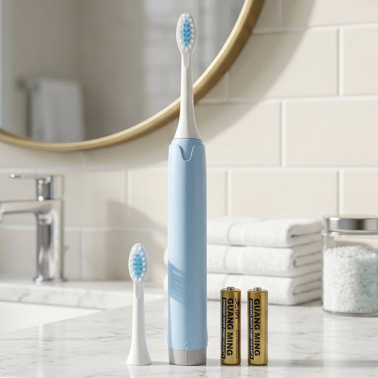 Electric Toothbrush with Extra Brush Head & 2 AA Batteries for Kids & Adults (1 Pc)