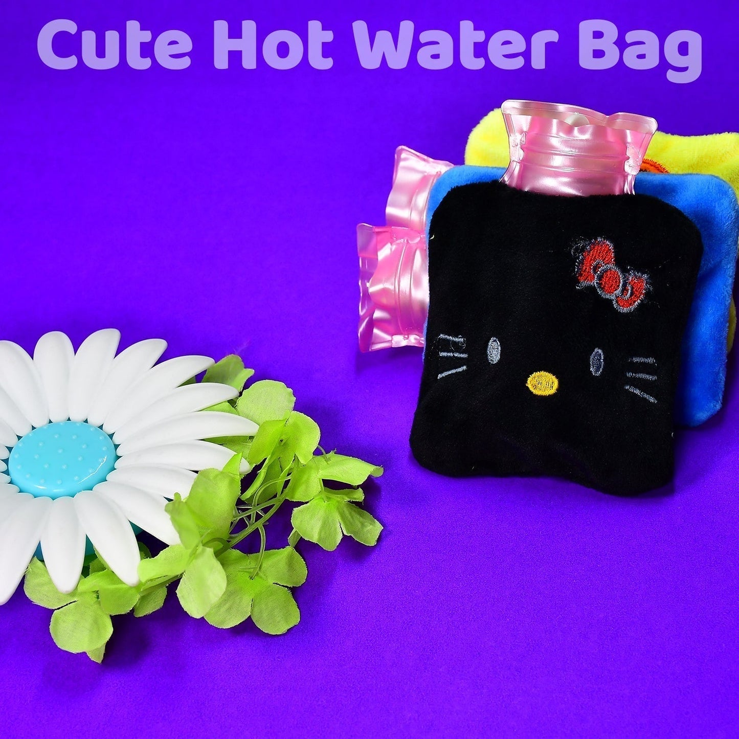 Black Small Hot Water Bag with Cover â€“ Pain Relief & Warmer