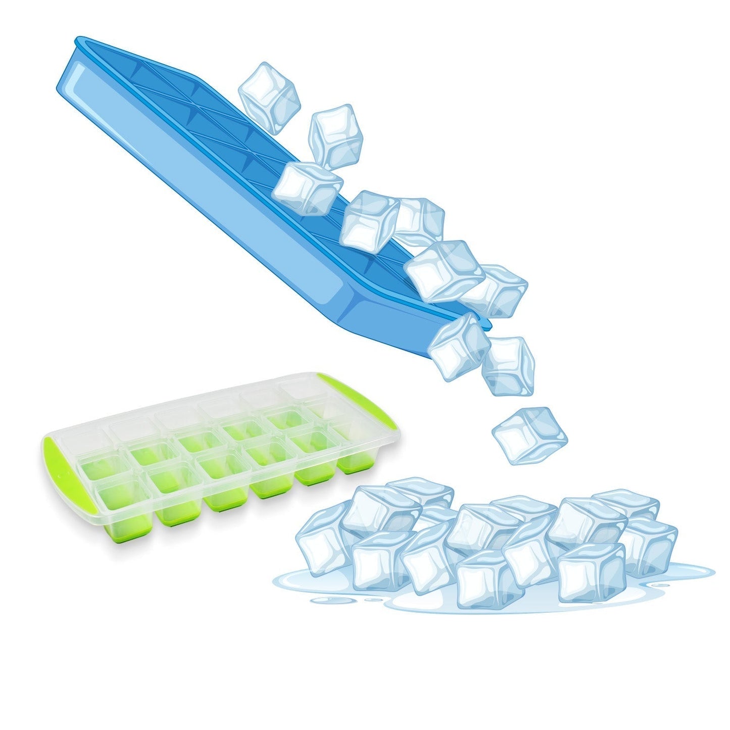 18-Cavity -Up Ice Cube Tray - Flexible Silicone, Easy Release 100% BPA-Free