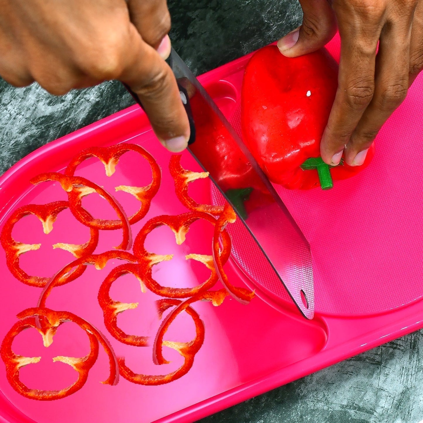 Plastic Kitchen Chopping Board with Tray – Convenient for Food Prep and Storage