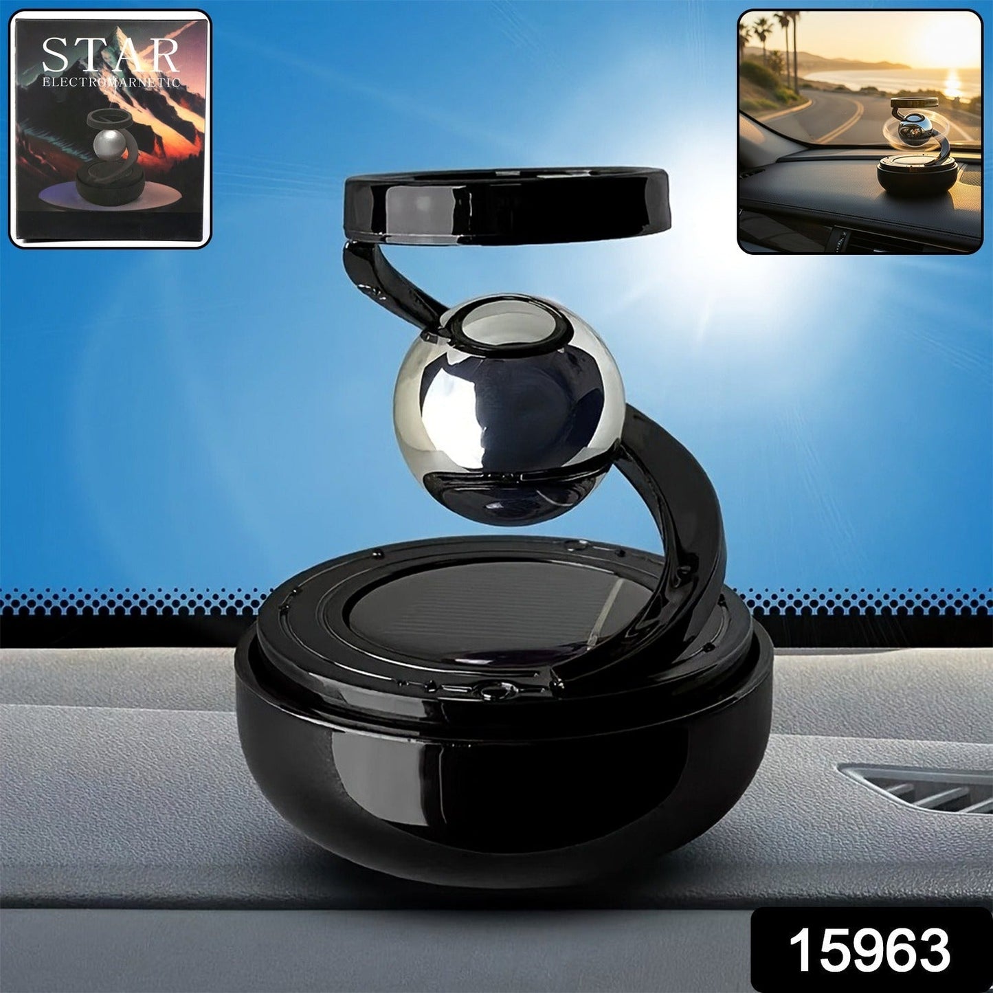 Premium Solar-Powered Rotating Car Air Freshener (1 Pc)