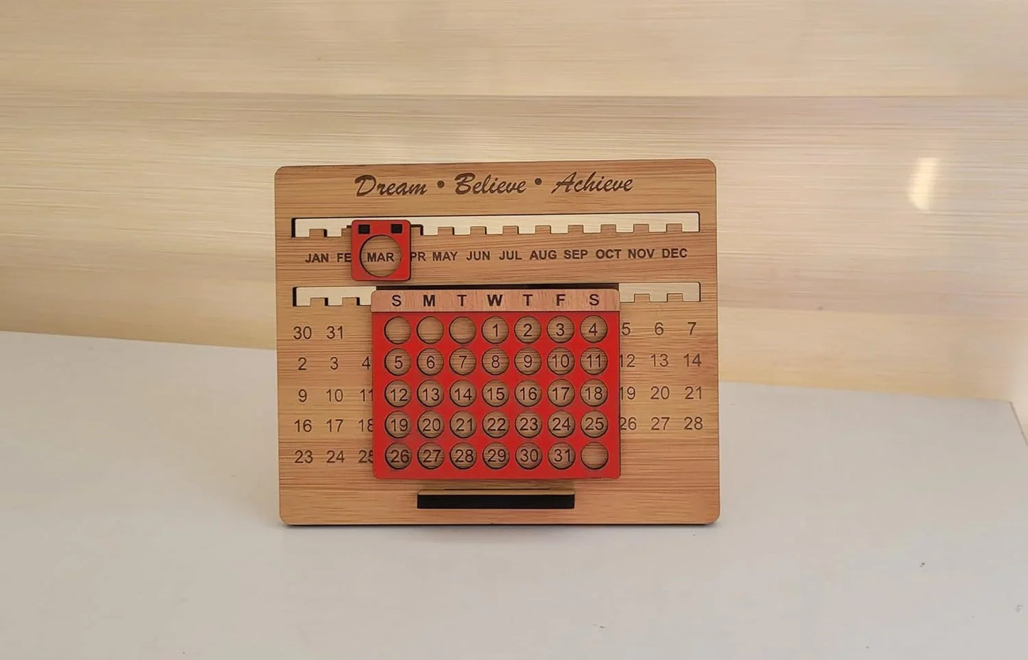 Wooden Perpetual Desk Calendar | Reusable Lifetime Date Blocks for Office & Home