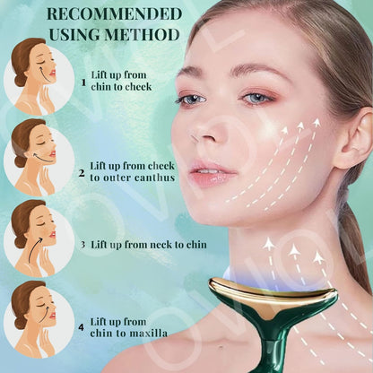 3 IN 1 Face & Neck Lifting Beauty Device with Photon Therapy Facial Massager (1 PCS)