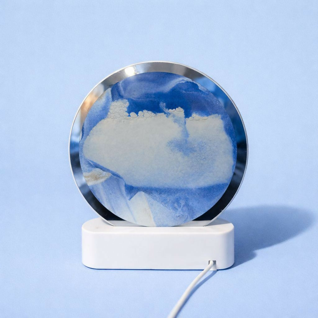 LED Round Static Blue Sand Art Lamp | Ambient Decorative Night Light Home DÃ©cor