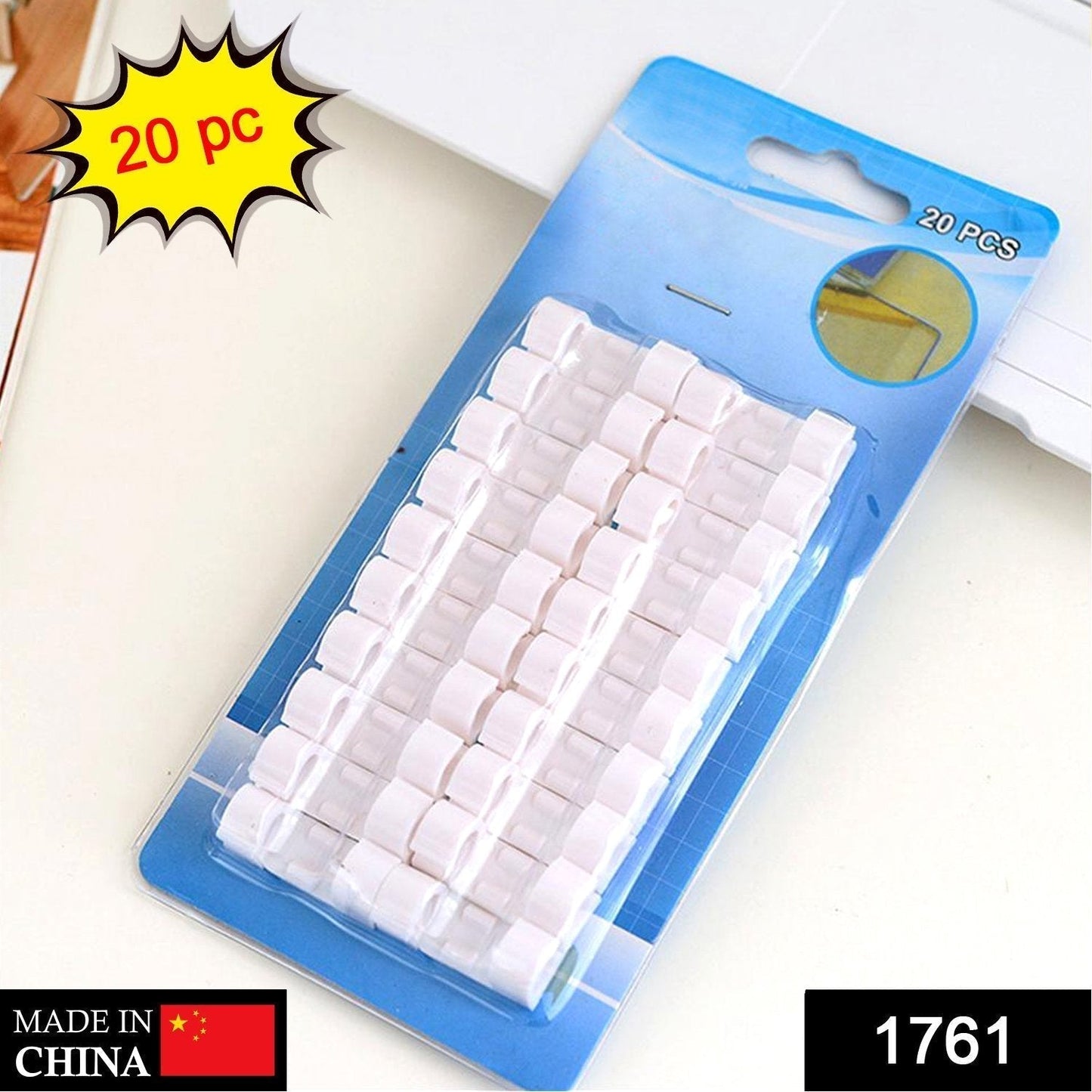 Self Adhesive Cable Clips Wire Manage Holder Sticky Mount-Round Plastic Cable Cord  - Pack of 20