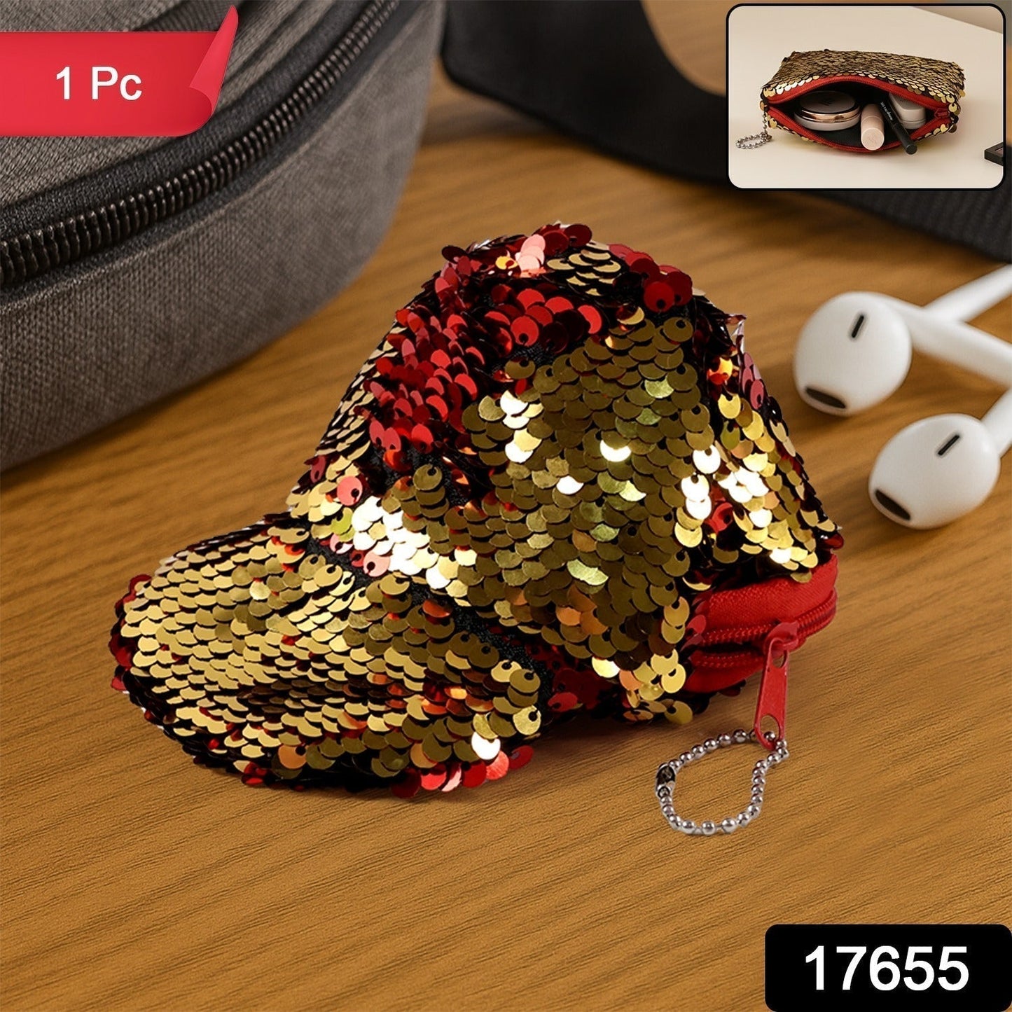 Stylish Sequin Mini Cap-Shaped Coin Purse (1 Pc)