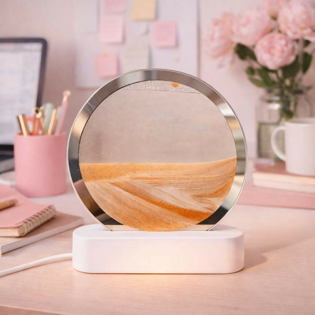 LED Round Static Orange Sand Art Lamp | Ambient Decorative Night Light Home DÃ©cor