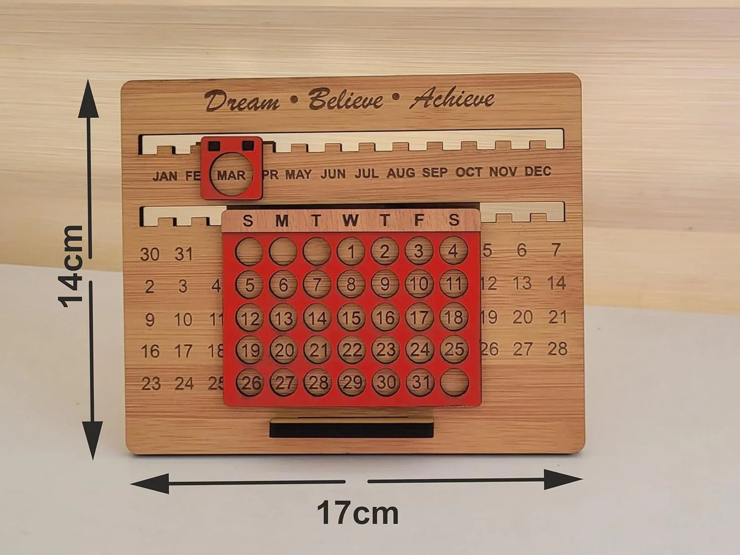 Wooden Perpetual Desk Calendar | Reusable Lifetime Date Blocks for Office & Home