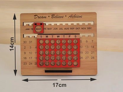 Wooden Perpetual Desk Calendar | Reusable Lifetime Date Blocks for Office & Home