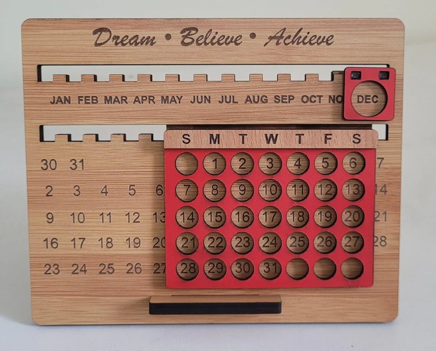 Wooden Perpetual Desk Calendar | Reusable Lifetime Date Blocks for Office & Home