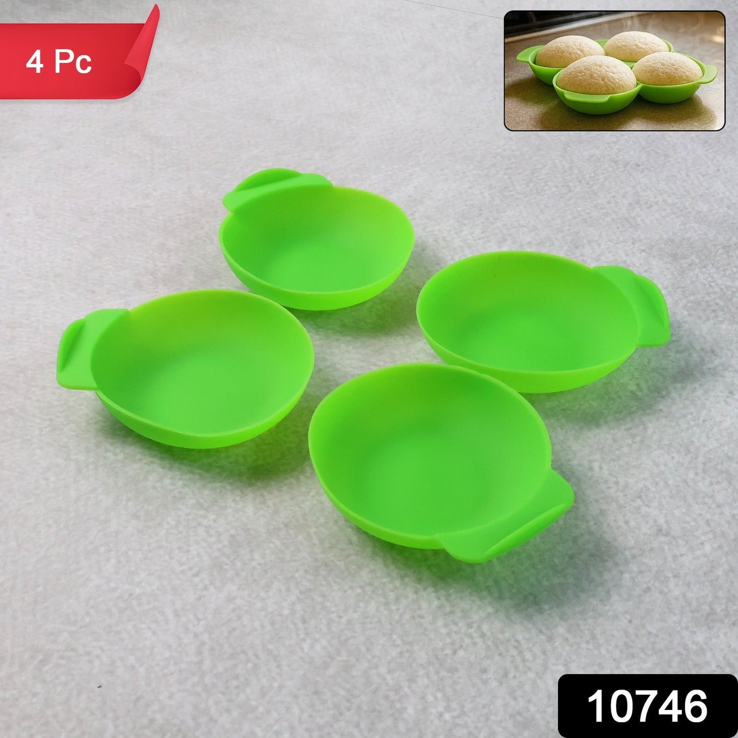 Idli Maker Cups (4 Pcs) â€“ Food-Grade Silicone Non-Stick Idli/ Dhokla/ Egg Poacher Moulds