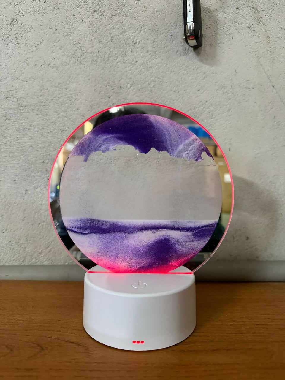 LED Round Static Purple Sand Art Lamp | Ambient Decorative Night Light DÃ©cor